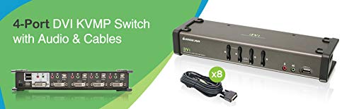 Iogear 4-Port Dvi Kvmp Switch - 1920 X 1200 60Hz - Led Display - Auto Scan Mode - 2.1 Audio W/Mic - 2 Usb 2.0 Hub For Peripherals Sharing - Plug N Play - Win Linux Mac Sun - Taa Compliance - Gcs1104 #TOP4