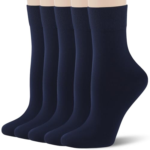 Image of FGZ Women's Crew Socks 5 Pairs Soft Combed Cotton,Breathable Everyday Casual Socks for Women