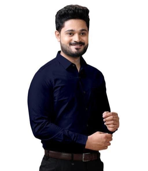 Image of Men's Casual Cotton Blend Shirt | Regular Fit | Full Sleeve | Solid Design