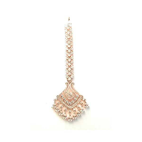 Sasitrends Beautiful AD/American Diamond Studded Rhodium Plated Maan Tikka for Women and Girls | Maang Teeka Maang Tika for Women and Girls Latest