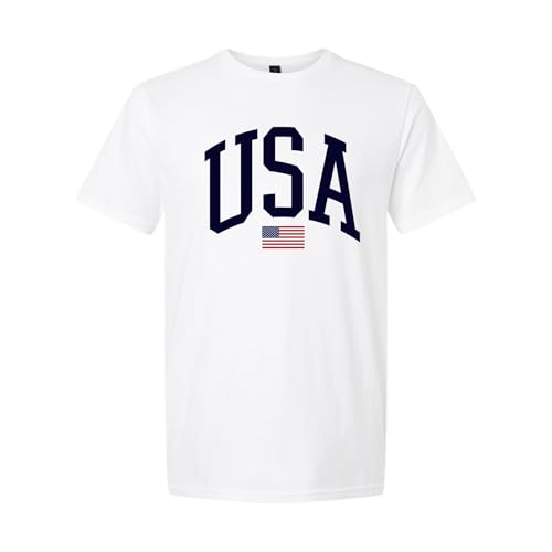 USA Graphic T-Shirt for Men & Women – 4th of July Vintage Patriotic American Flag Tee – Soft Cotton Casual Shirt (White - Large)