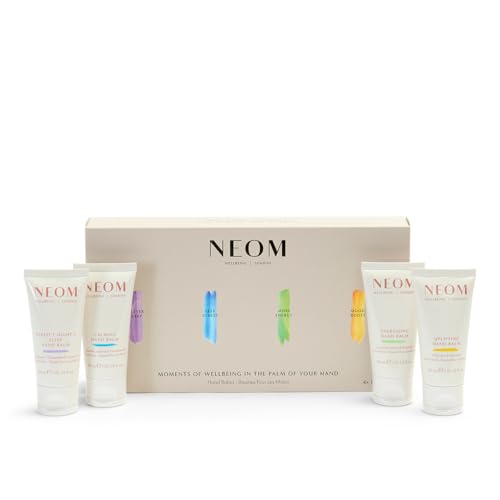Neom Moments of Wellbeing in The Palm of Your Hand Gift Set I 4 x 30 ml Fragrances I Hand Balm Collection I 100% Natural I Perfect Handbag Size