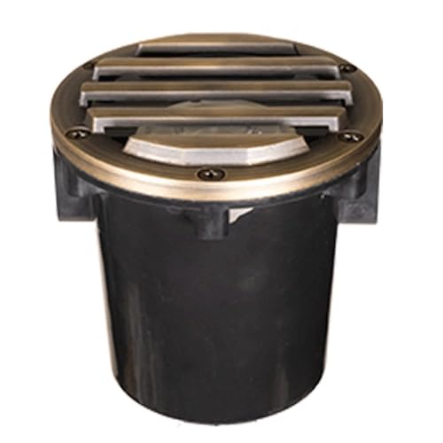 VOLT 12V 3-in-1 Waterproof IP68 Outdoor in-Grade Light with Brass Grated Top (Bronze) for Path, Garden, Deck, Yard or Pond Low Voltage Landscape Lighting