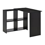 HOMCOM Eckschreibtisch Schreibtisch L-förmiger Schreibtisch Computertisch PC Laptop-Spieltisch Winkel Staufach Büro Schwarz 100 x 90 x 75 cm
