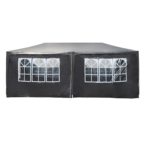 Gartenpavillon 3x6 m Grau Partyzelt Wasserdicht mit UV-Schutz 50+ Pavillon mit Aufrollbaren Seitenteilen und Fenstern Outdoor Pavillon für Terrasse Garten Camping & Festivals