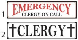 VictoryStore Window Signs - Clergy Signs - 3 inches X 12 inches Car Window Signs - Set of 2 - Emergency & Standard Options, 13514