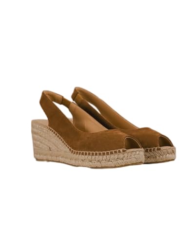 Sandale espadrille compensée Alicante en cuir velours cousu main
