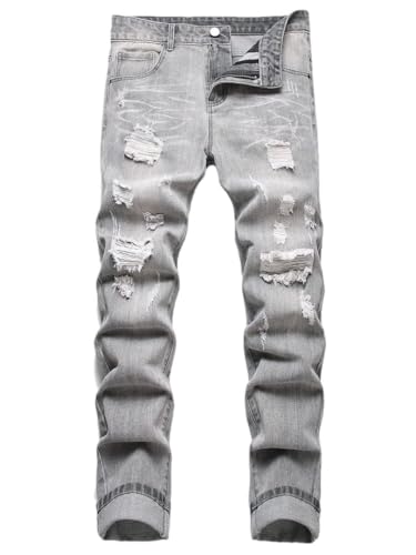 Men's Slim Fit Jeans Comfort Straight Leg Casual Mid Waist Denim Pants Trousers