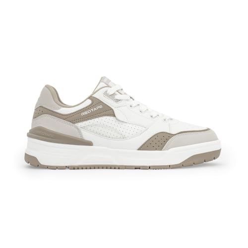 Image of Red Tape Women's Sneakers White Black Pu Round Toe Lace-Up