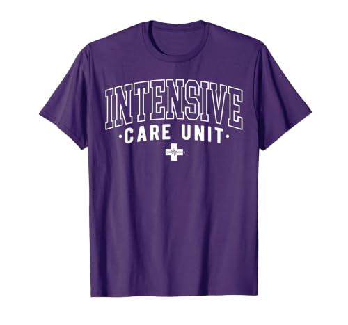 ICU Nurse, Intensive Care Unit Nursing, ICU RN Staff T-Shirt, Men, Purple, 3X-Large