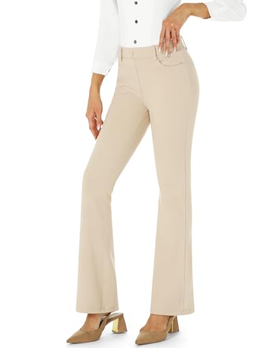Image of Stelle Women 28 inch /30 inch / 32 inch Bootcut Dress Pants Business Casual Work Pants with Pockets Pull On Regular Slacks for Office
