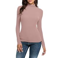 Lot de Sweat Capuche Longues et col roulé pour Femme, Haut décontracté, Couleur Unie, Coupe cintrée, Couche Extensible Gilet De Travail Chauffant (Pink, XXL)