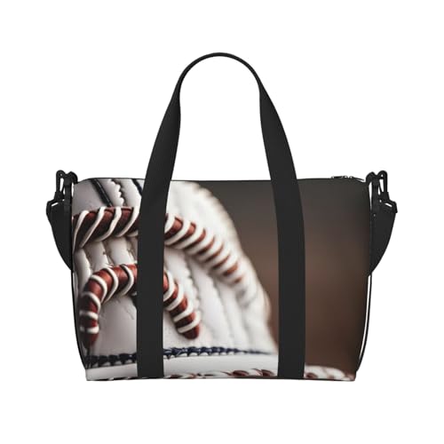 Baseball Lace Close Up Print Hand Travel Bag,Gym Bag,Weekend Travel Overnight Bag,Tote Bag Sports Bag For Women Men