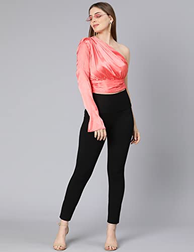 Image of oxolloxo Pestal Coral one Off Shoulder Women Satin Crop top