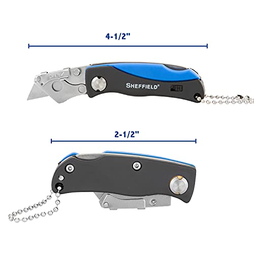 Image of Sheffield Mini Box Cutter, Mini Utility Knife Aluminum Handle, Accepts Mini Utility Blades, Keychain Knife for Home, Office, Trades, and Warehouse