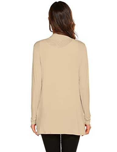 Newchoice Lightweight Cardigans For Women, Soft Drape Open Front Summer Sweaters Loose Casual Long Sleeve Cardigan (Beige, L) #TOP5
