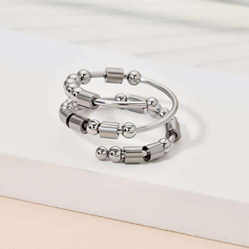 Morse Code Rings for Women, Stainless Steel Spinner Ring Fidget Rings for Anxiety Ring Morse Code Rings Inspirational Gifts Jewelry Women Birthday Graduation Gifts for Her Best Friends2