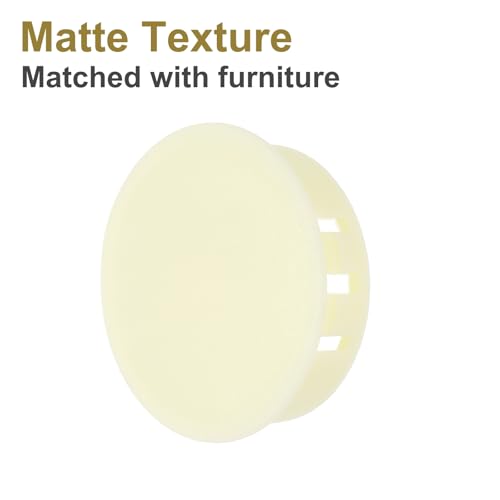 Image of MECCANIXITY 64PCS 35mm(1 3 /8 inch) Cream White Plastic Hole Plugs, Flush Type Panel Hole Plugs Insert End Caps for Locking Hole Tubes Furniture Cabinet