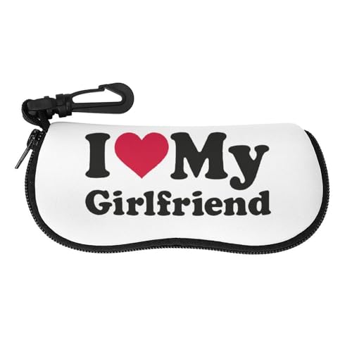 メガネケース メガネポーチ I Love My Girlfriend ファスナー式 軽量 眼鏡ケース 小物入れ 柔らかい 防滴可能 擦り傷防止 フック付き 持ち運び便利 おしゃれ プレゼント