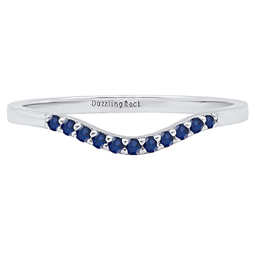 Dazzlingrock Collection Round Gemstone or Diamond 11 Stone Contour Stackable Wedding Band for Women in 925 Sterling Silver2