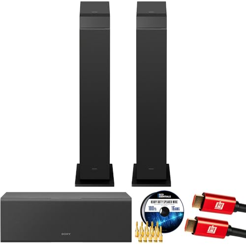 Sony SS-CS3M2 3-Way 4-Driver Hi-res Floorstanding Speaker, Black (Pair) 2025 Bundle with 2-Way...