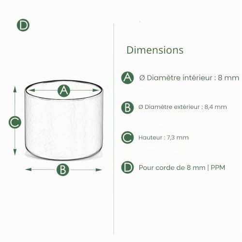 Ganzoo embouts de finition en metal a coller, ouverts, lot 10, or mat, pour corde PPM 8 mm et cordons 10 mm, diametre interieur 9,8 mm, exterieur 10,1 mm, hauteur 9,8 mm, protection des extremites – vue 2