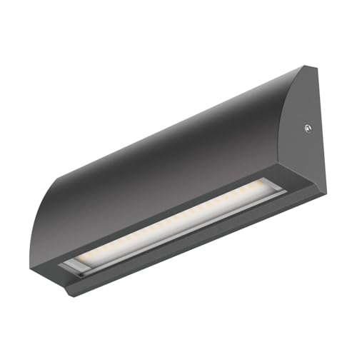 ledscom.de LED wall Light/Staircase Light SEGIN for Outdoors, IP54, Flat, Downlight, Anthracite matt, Angular, 6.2 W, 566lm, Warm White