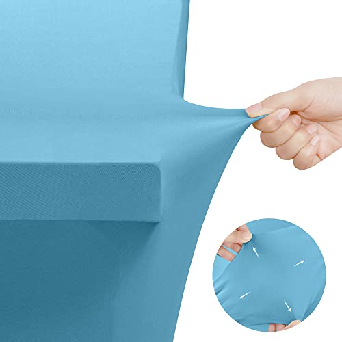 Image of Utopia Kitchen Spandex Tablecloth 2 Pack [6FT, Blue Mist] Tight, Fitted, Washable and Wrinkle Resistant Stretch Rectangular Patio Table Cover for Event, Wedding, Banquet & Parties [72Lx30Wx30H Inch]