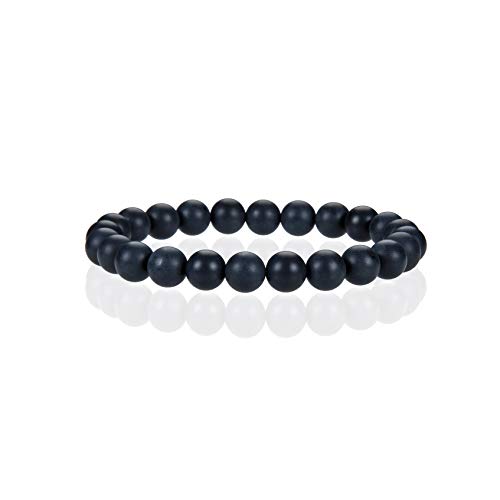 Cherry Tree Collection Black Agate Matte Bracelet 8mm Beaded Bracelet, L