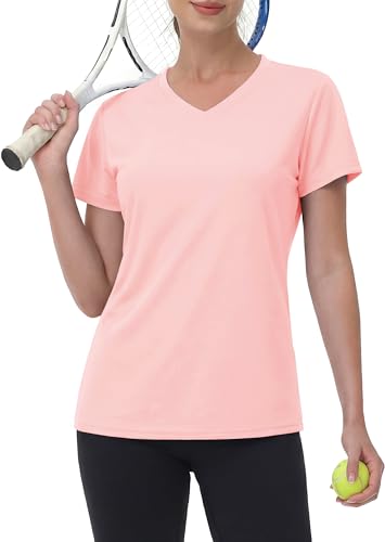 Image of MAGCOMSEN Women's Short Sleeve T-Shirt Quick Dry Athletic Tee Shirt Running Workout Yoga Top Tee Performance Shirts