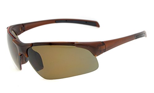 Eyekepper Polycarbonate Half-Rimless Polarized Sport Sunglasses For Men Women Half Rimless Baseball Running Fishing Driving Golf Softball Hiking Tr90 Unbreakable Brown Frame Brown Lens #TOP21