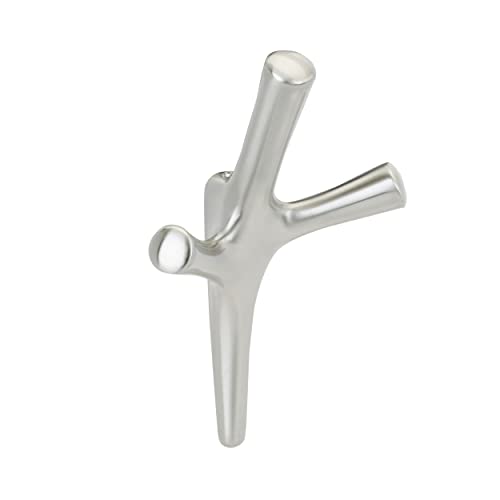 Image of Amerock Kodiak Triple Prong Satin Nickel Wall-Mounted Hook