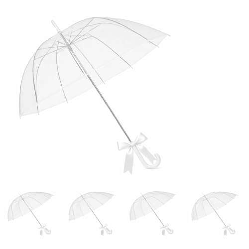 Kyavyrto 5 Pack Clear Umbrella Bulk Bulk Umbrellas for Wedding Transparent POE Auto Open Rain Umbrellas with Stainless Steel Frame Large Canopy for Wedding Photography & Outdoor Events and Parties