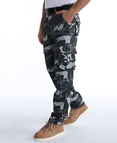 zeetoo Mens Relaxed-Fit Cargo Pants Multi Pocket Military Camo Combat Work Pants