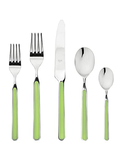 MEPRA 10E622005 Piece Place Setting-Pistachio Finish Handle Dishwasher Safe Cutlery, Acid Green