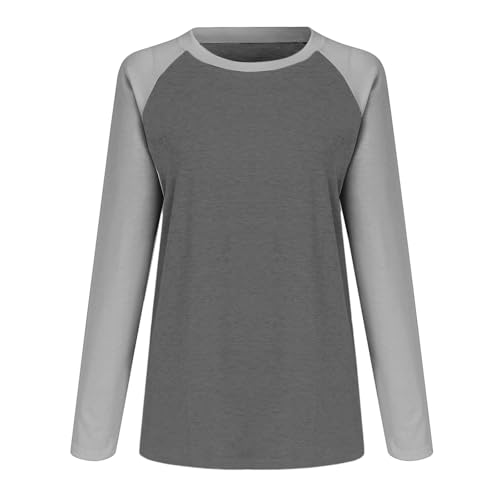 Generisch Camiseta de manga larga para mujer, estilo béisbol, camiseta de manga 3/4 bicolor con mangas raglán, camiseta básica informal para el día a día, Style_f01 gris, XL
