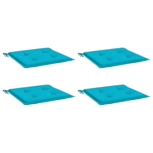vidaXL Lot de 4 Coussins de Chaise de Jardin, Galettes de Siège Antidérapantes, Décoration Terrasse Patio Extérieur, Turquoise 40x40x4cm Tissu