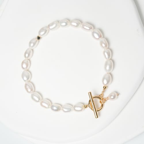 Irregular Baroque Pearl Bracelets Pearl Bangle 18K Gold Plated Buckle Freshwater Pearl Bracelets Everyday Jewelly for Women4