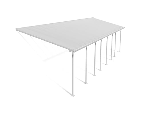 Canopia by Palram Terrassenüberdachung Alu Feria 3X11.55 Polycarbonat Hohlkammerplatten Pergola 1156 x 300 cm Weiss zur Überdachung ihrer Terrasse