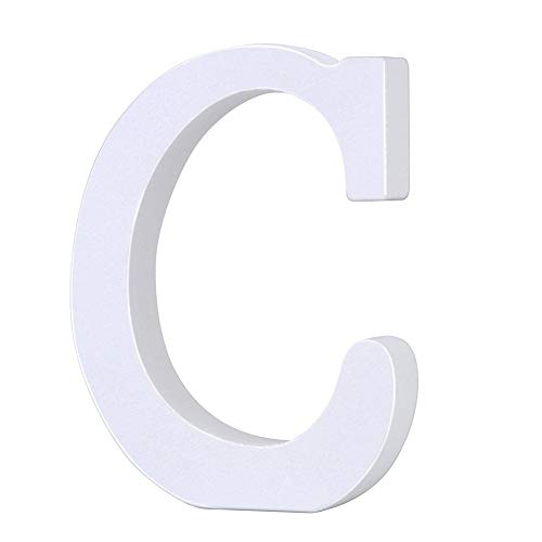 Venkaite DIY Lettres en bois A-Z de fête d'anniversaire de mariage Loisirs Créatifs Alphabet Blanc Bois (C) Cover