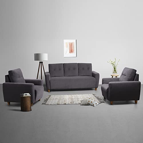 Image of Sleepyhead Yolo Designed by Duroflex - 5 Seater Sofa 3+1+1 Sofa Set |Premium Fabric, Plush 3-Layer Cushioning |Buttonless Tufted & Anti-Sag Comfort |Stylish & Durable |3 Years Warranty - Sesame Grey