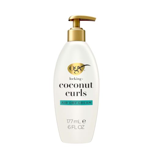 OGX Locking + Coconut Curls Air Dry Cream, No Parabens, 6 oz