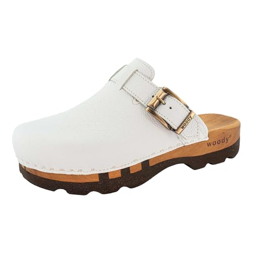 Sabots Woody Lukas homme blancs 49 avec semelle en bois flexible