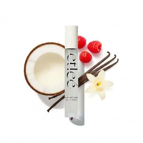 ETLEÉ Coconut Cream Eau de Parfum 0.34oz, Creamy Gourmand Long Lasting Perfume With Vanilla, Musk, Woody, Berry & Tonka Bean, Layerable Luxury Fragrance for Women & Men for Everyday Wear