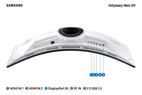 Samsung Odyssey Neo G9 49' - Monitor Gamer Curvo Mini LED, DQHD, 240Hz, 1ms, tela super ultrawide, HDMI, Display Port, USB, G-sync, Freesync Premium Pro, com ajuste de altura, Preto glide