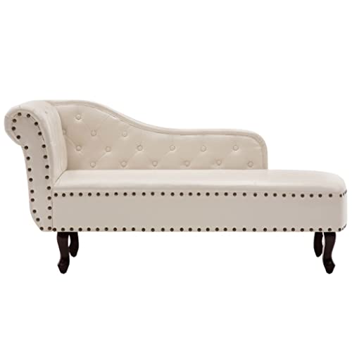 vidaXL Chaise Longue Chesterfield Pelle Artificiale Crema Divano...