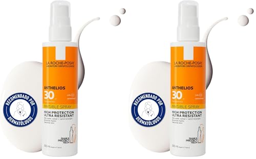 La Roche Posay Spray Invisible, Protector Solar con SPF30, Previene el Estrés Oxidativo, Resistente al Agua, al Sudor y a la Arena, Fórmula con Agua Termal, Anthelios, 200 ml (Paquete de 2)