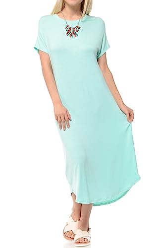Image of iconic luxe Women's A Line Short Sleeve T Shirt Midi Dress Summer Casual