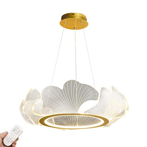 Chandelier ginkgo Spoutnik LED en acrylique doré pour salon et bar