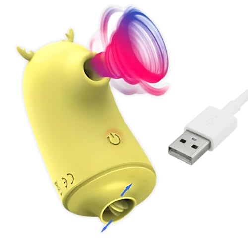 Vibrador 5 Modos Pulsação Língua 2 em 1 Alce Recarregável USB (Amarelo)